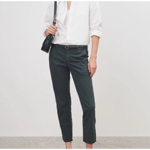 Nili Lotan East Hampton Chino pants charcoal gray women’s 8 slim raw frayed - Picture 1 of 9
